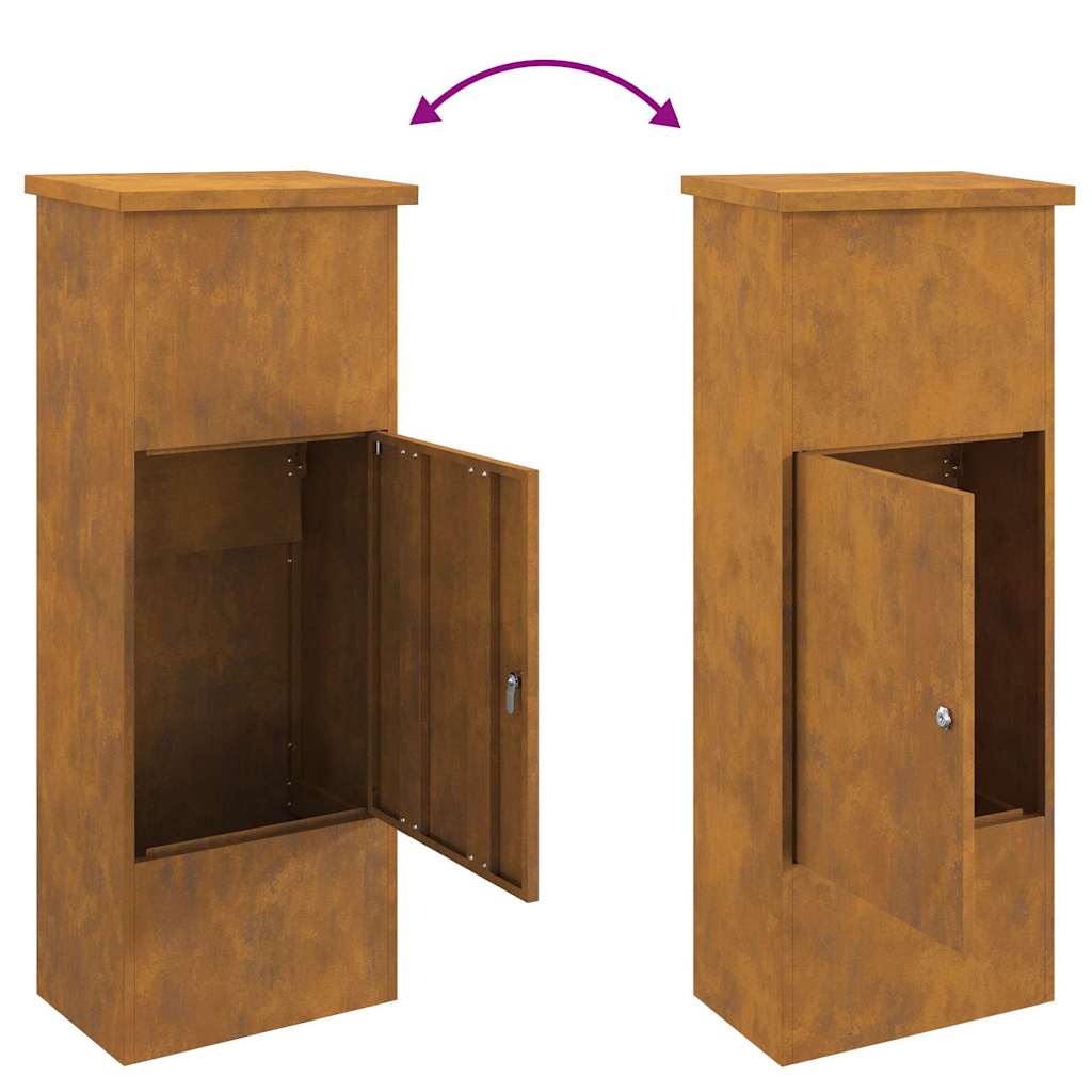 Paketdrop-Box Rostig 44,5 x 29 x 110,5 cm Wetterfeststahl